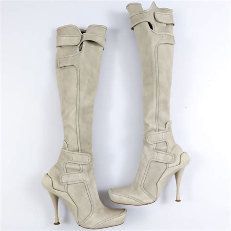 celine fw 2008 boots|Celine high boots in beige leather .